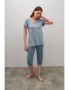 Vamp 16079PL, Big Sizes ΅Women's pajamas with button, Short sleeveless BLUE SERENE